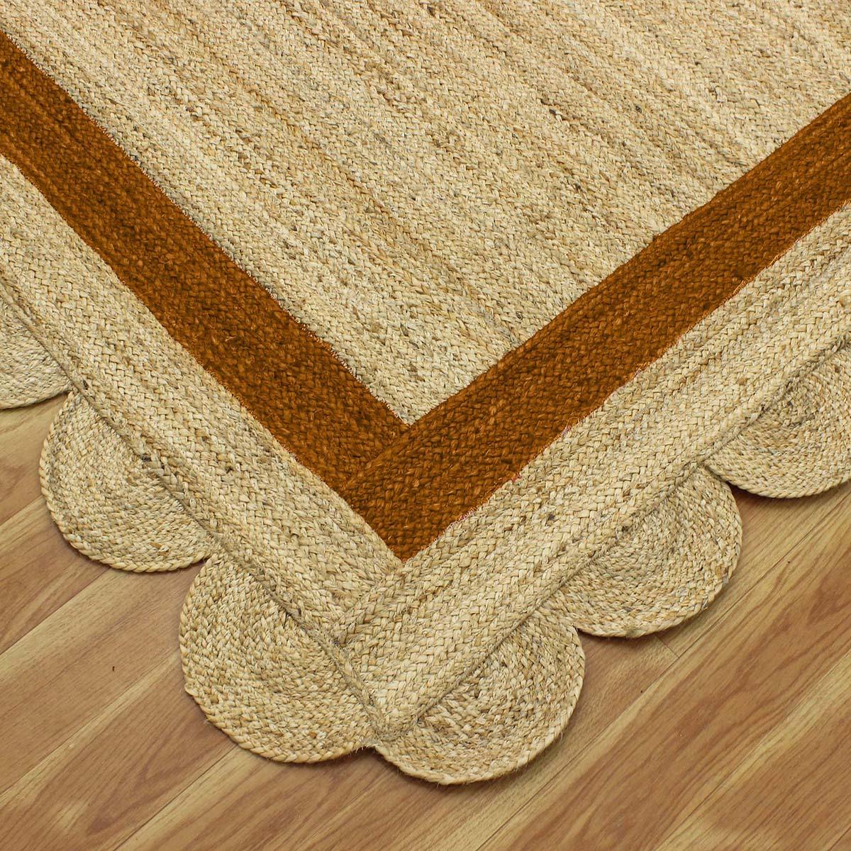 Geometric Hand Braded Beige Brown Farmhouse Jute Rug - Indian Rug Store