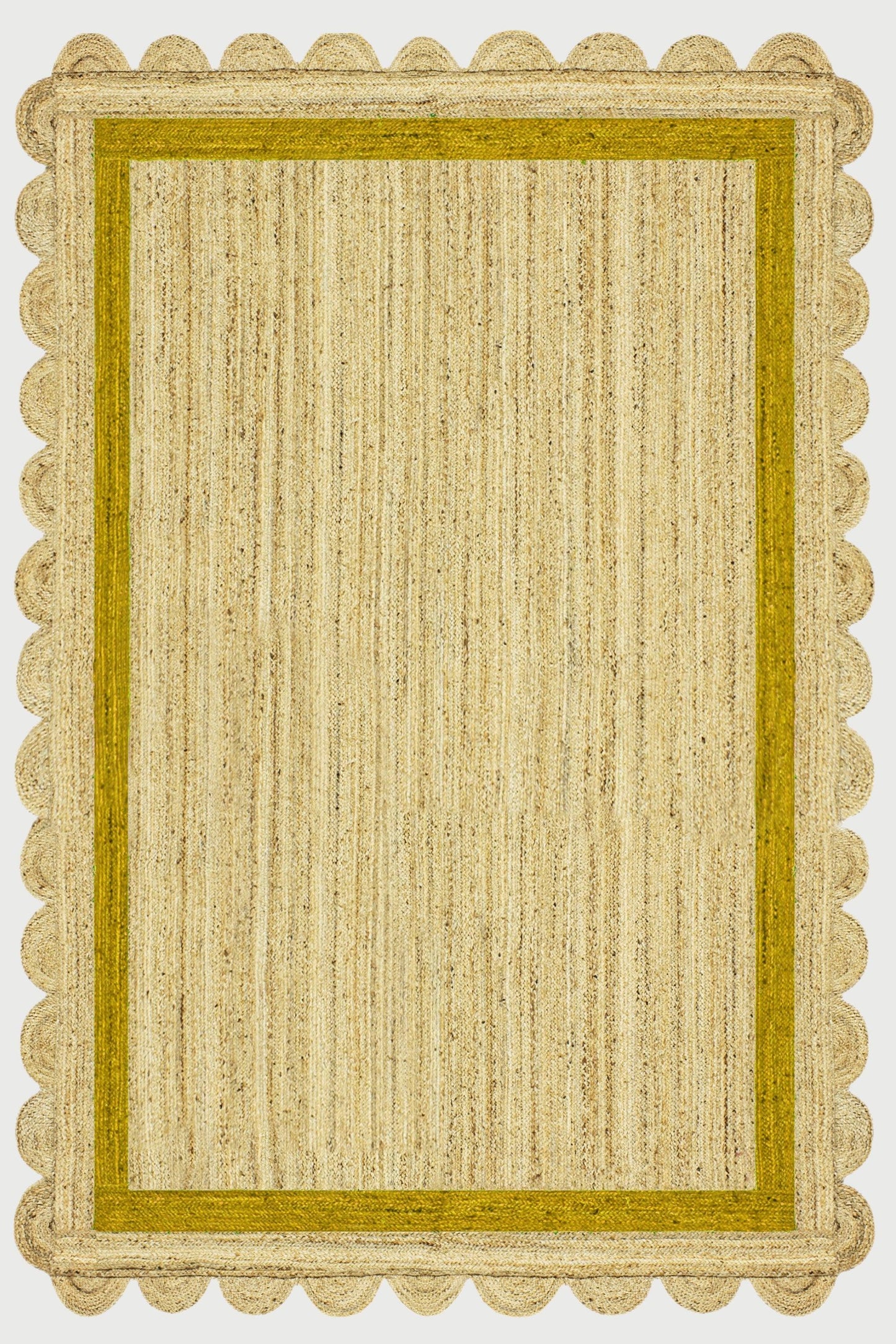 Geometric Hand Braided Beige Yellow Hallway Runner Jute Rug - Indian Rug Store