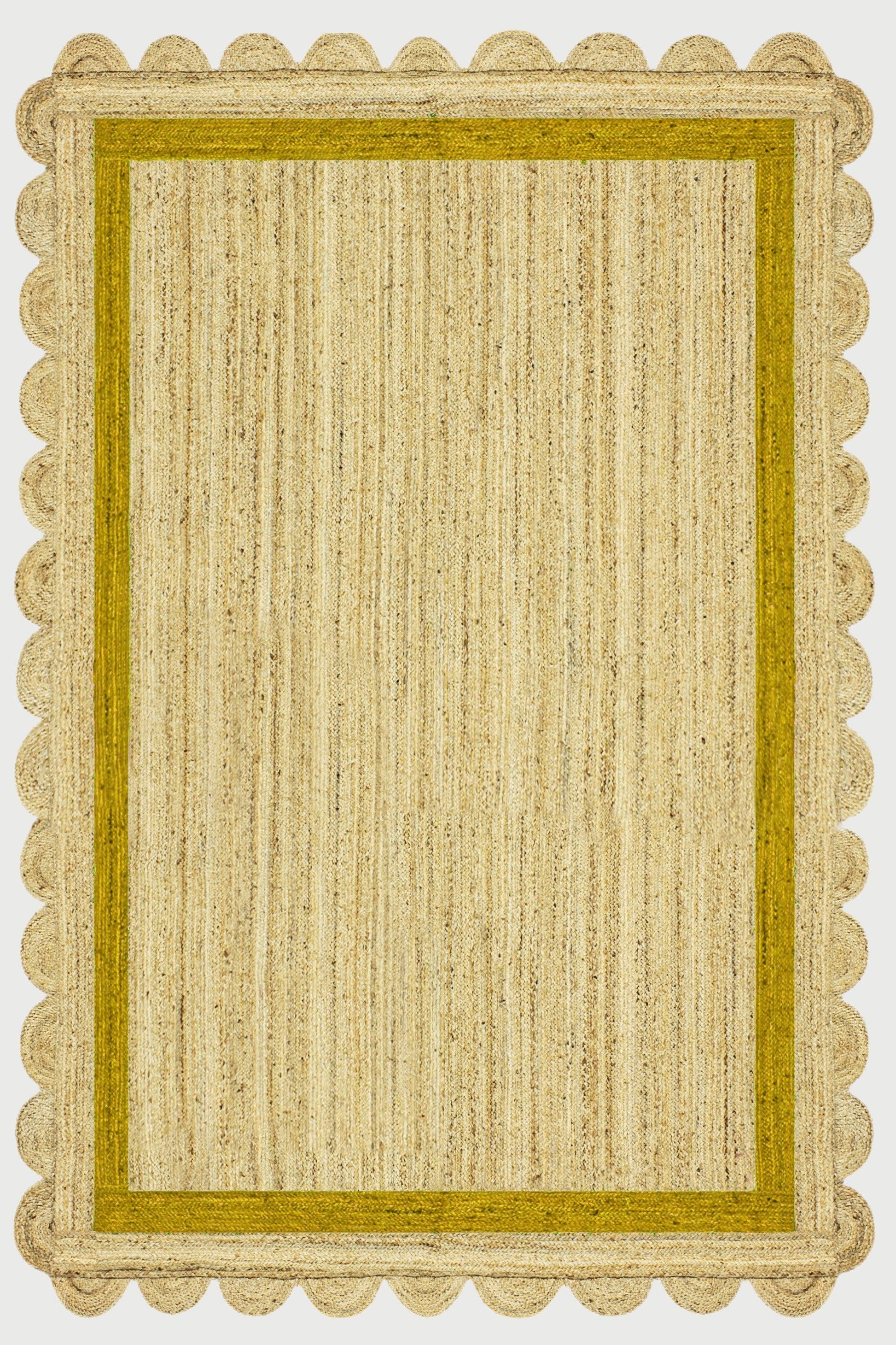 Geometric Hand Braided Beige Yellow Hallway Runner Jute Rug - Indian Rug Store