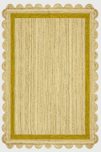 Geometric Hand Braided Beige Yellow Hallway Runner Jute Rug - Indian Rug Store