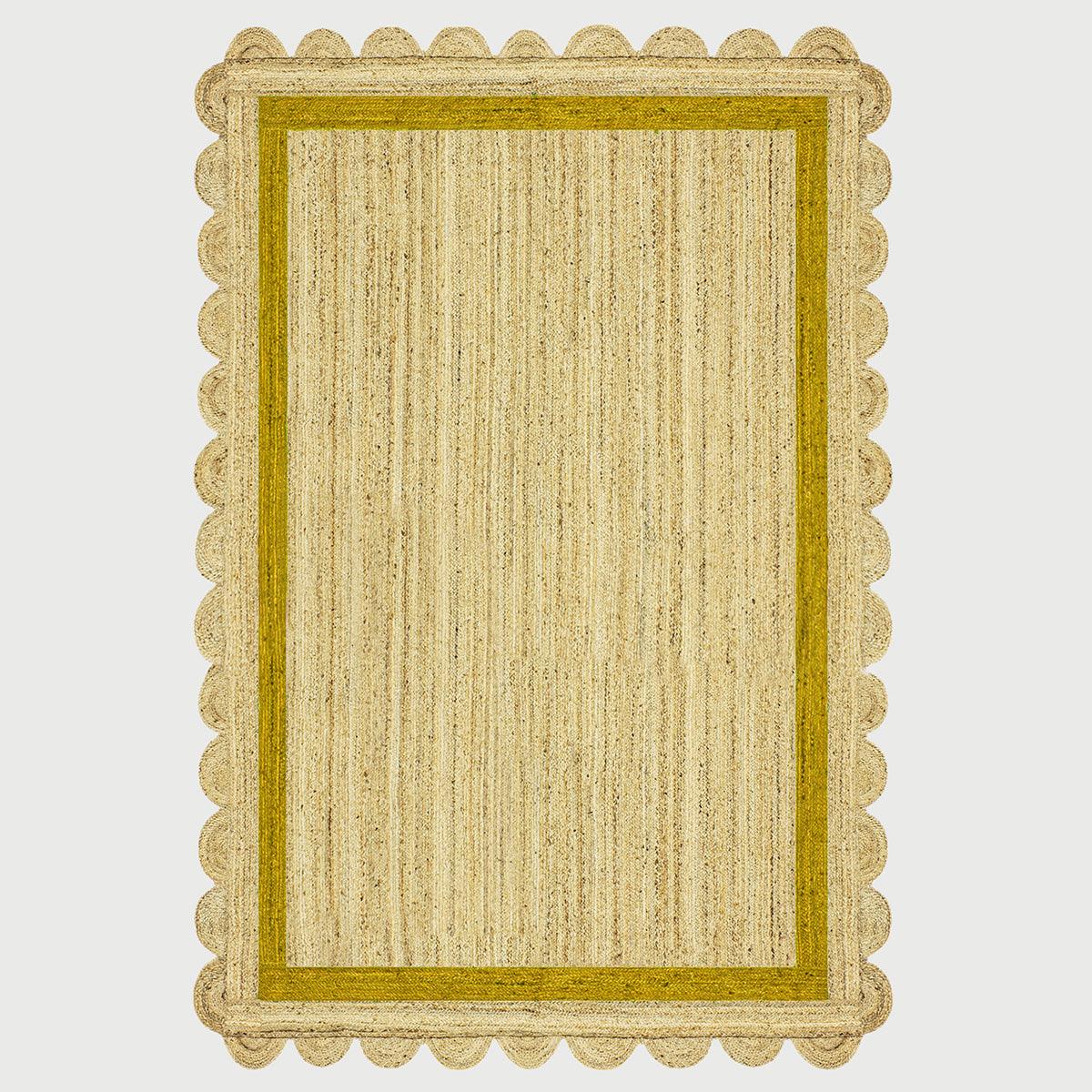 Geometric Hand Braided Beige Yellow Hallway Runner Jute Rug - Indian Rug Store