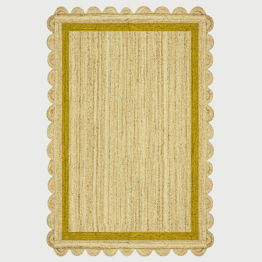 Geometric Hand Braided Beige Yellow Hallway Runner Jute Rug - Indian Rug Store