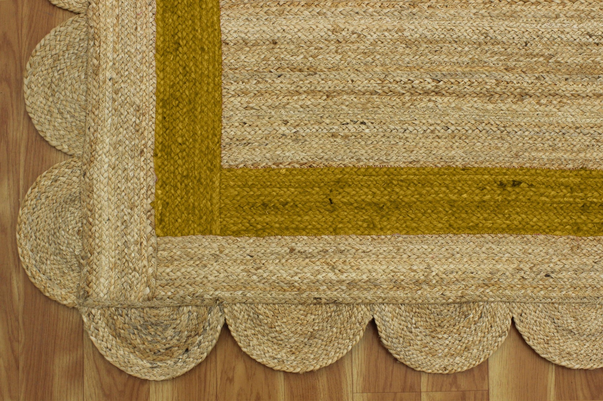 Geometric Hand Braided Beige Yellow Hallway Runner Jute Rug - Indian Rug Store