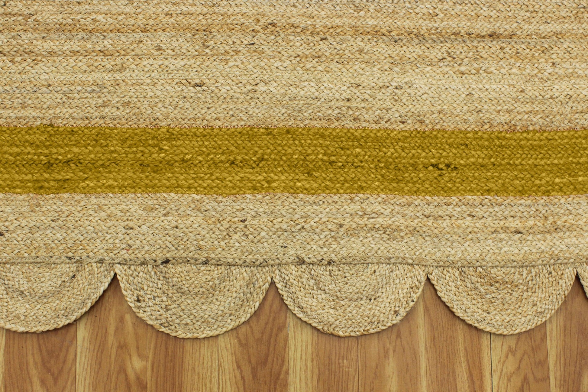 Geometric Hand Braided Beige Yellow Hallway Runner Jute Rug - Indian Rug Store