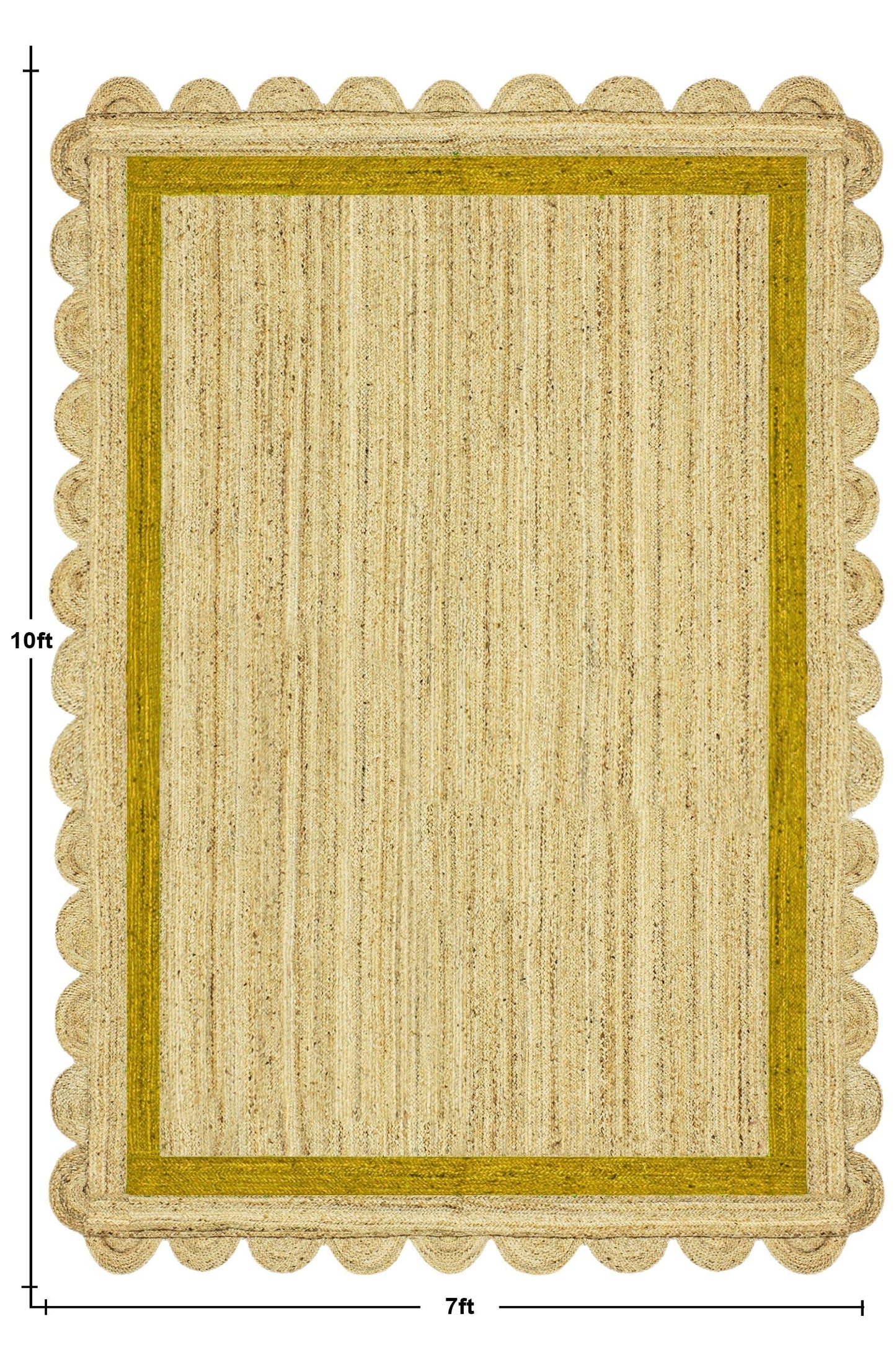 Geometric Hand Braided Beige Yellow Hallway Runner Jute Rug - Indian Rug Store