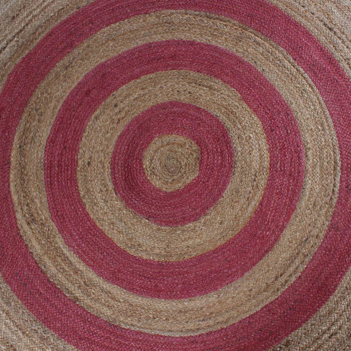 Hand Braided Geometric Beige Pink Home Decor Jute Rug - Indian Rug Store