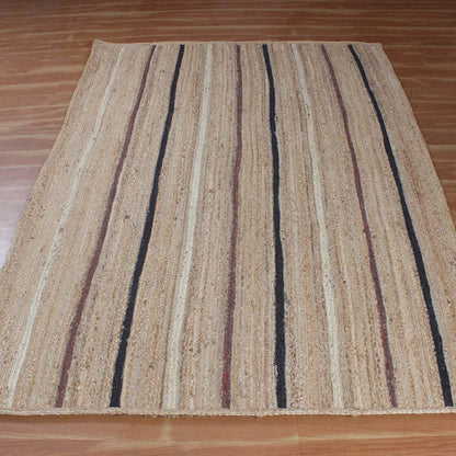 Hand Braided Striped Beige Multicolor Bedroom Decor Jute Rug - Indian Rug Store