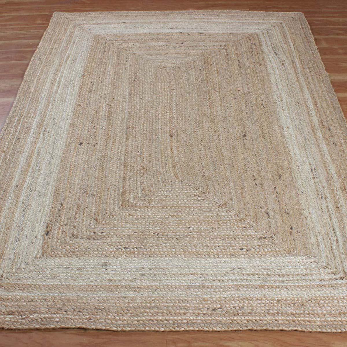 Bordered Hand Braided Beige Entrance Decor Jute Rug - Indian Rug Store