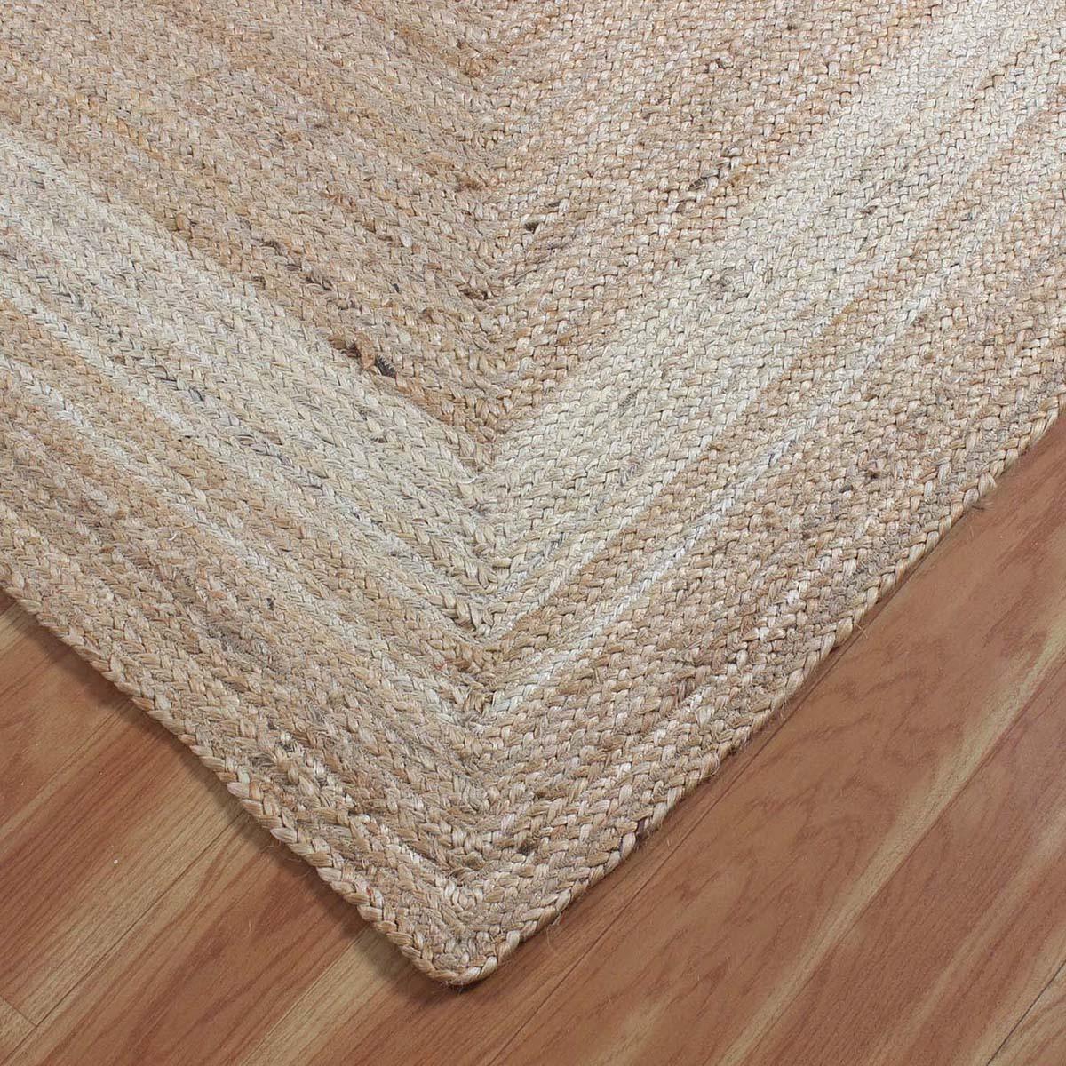 Bordered Hand Braided Beige Entrance Decor Jute Rug - Indian Rug Store