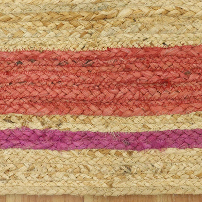 Beige Pink Bordered Hand Braided Jute Rug - Indian Rug Store