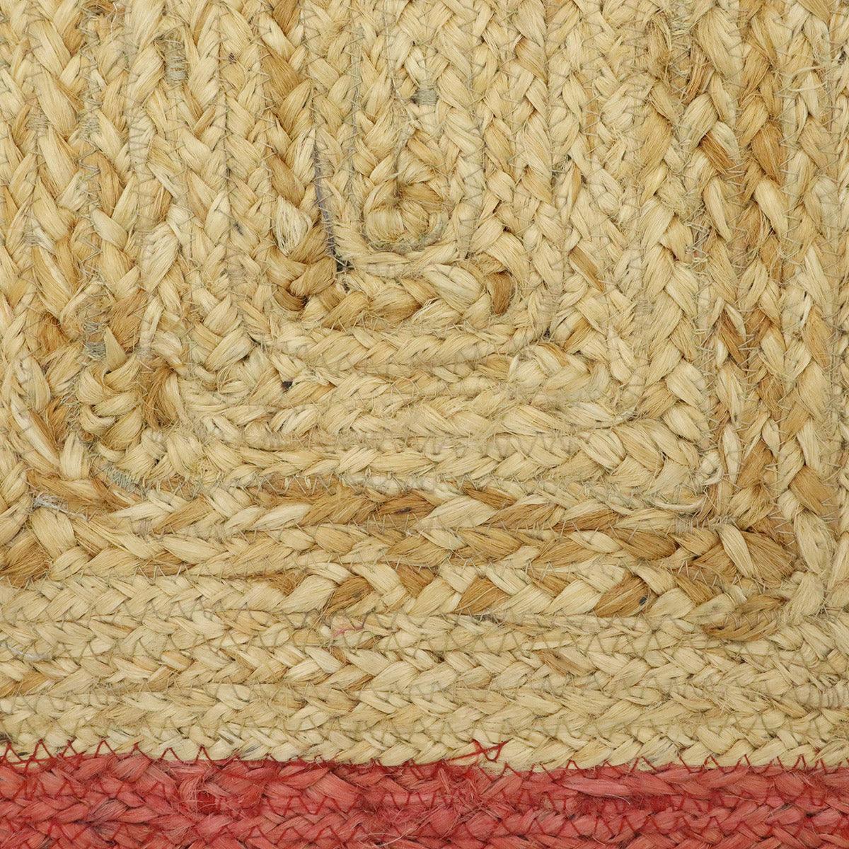 Beige Pink Bordered Hand Braided Jute Rug - Indian Rug Store