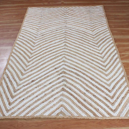 White Beige Hand Braided Dining Room Decor Jute Rug - Indian Rug Store