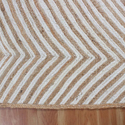 White Beige Hand Braided Dining Room Decor Jute Rug - Indian Rug Store