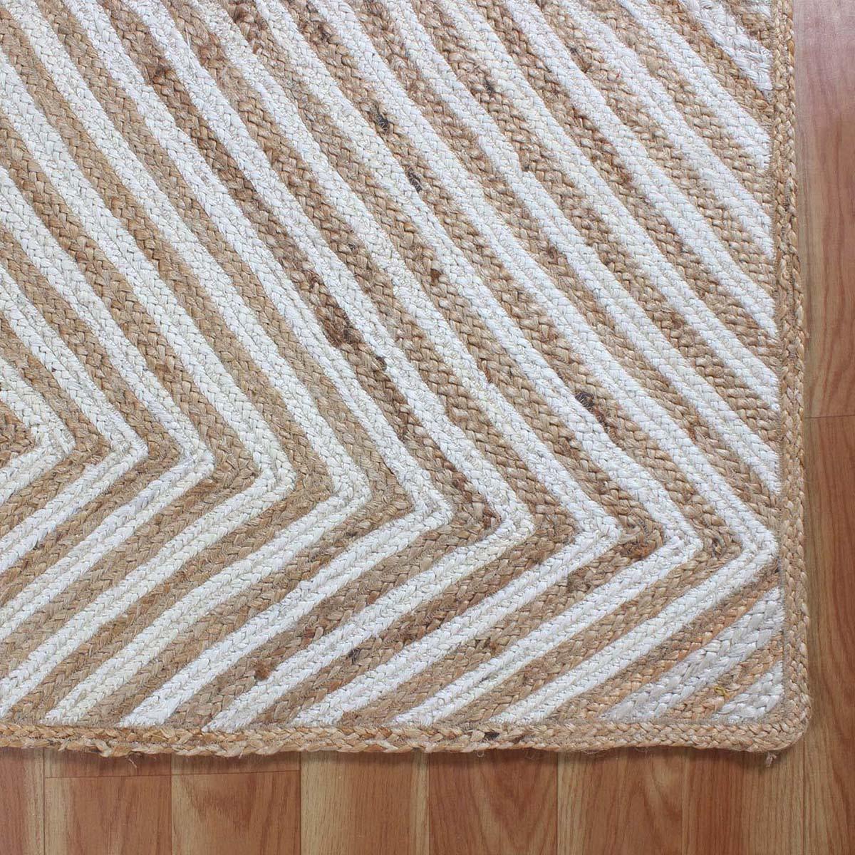 White Beige Hand Braided Dining Room Decor Jute Rug - Indian Rug Store