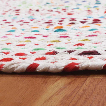 Geometrical White Multi-colour Hand Braided Farmhouse Jute Rug - Indian Rug Store