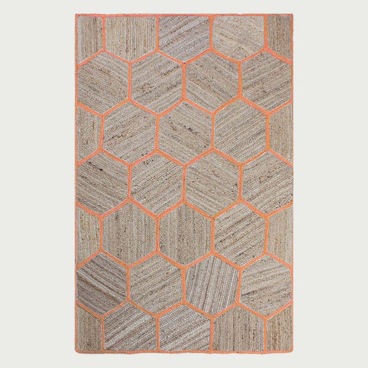 Hand Braided Orange Beige Living Area Floorcarpet Decor Jute Rug - Indian Rug Store