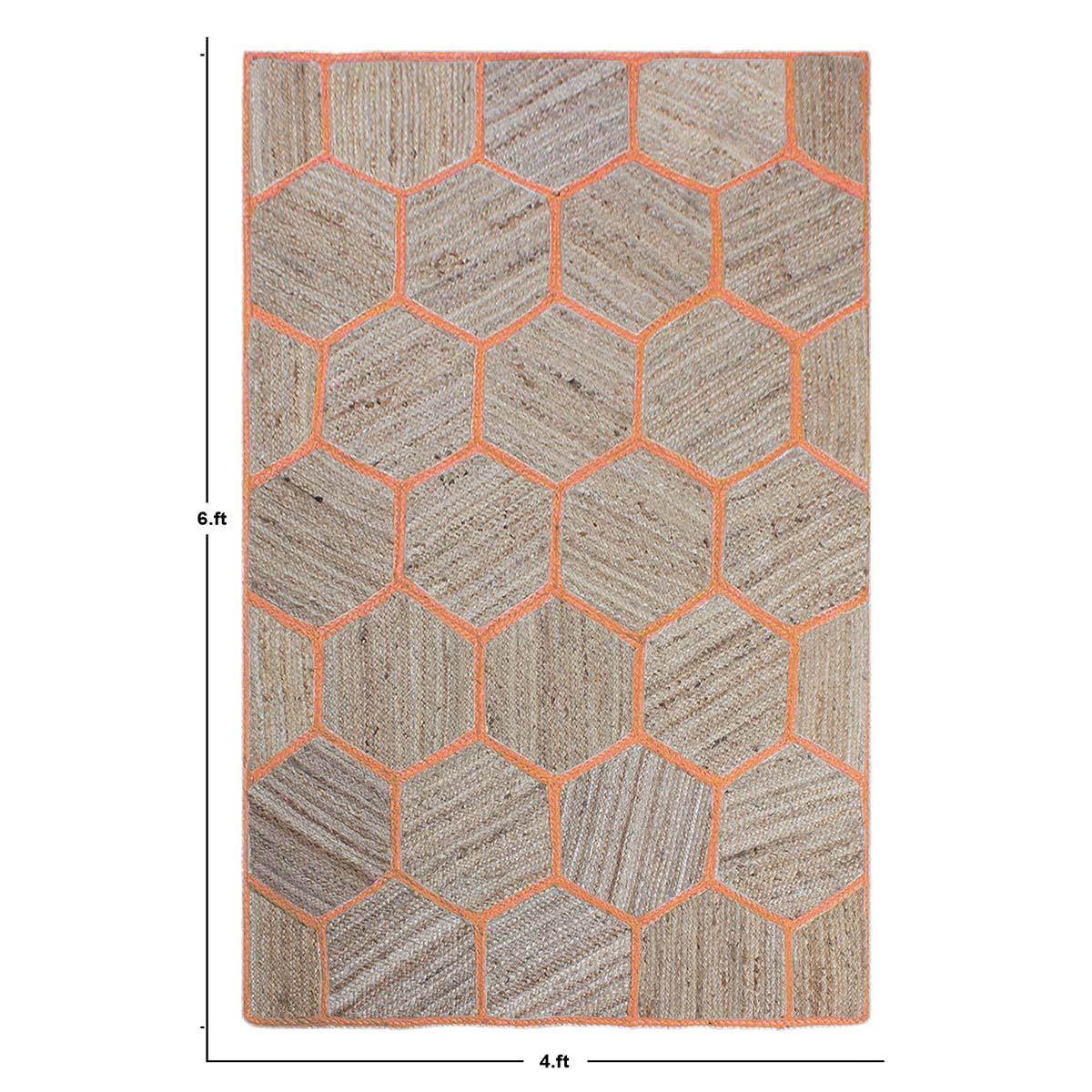 Hand Braided Orange Beige Living Area Floorcarpet Decor Jute Rug - Indian Rug Store