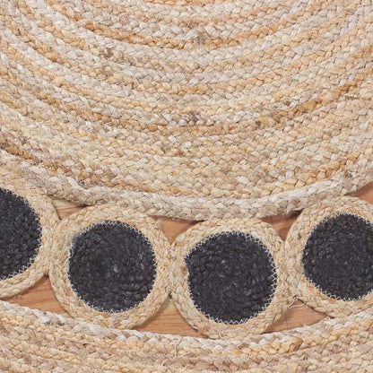 Hand Braided Beige Black Geometric Farm House Decor Jute Rug - Indian Rug Store