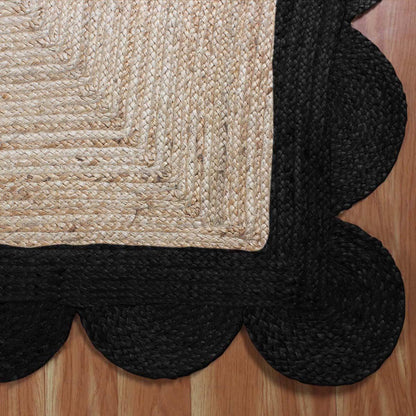 Geometric Beige Black Hand Braided Out House Decor Jute Rug - Indian Rug Store