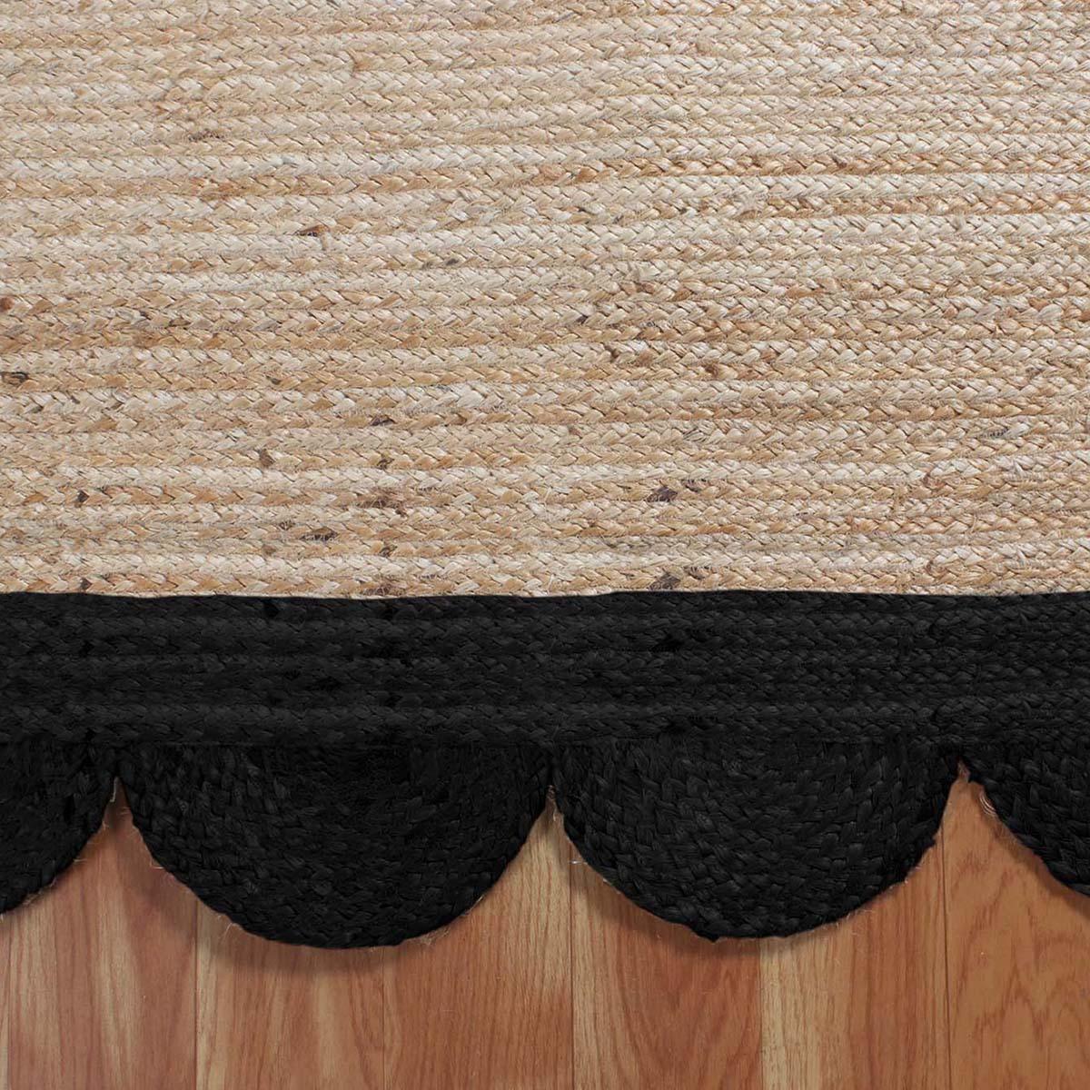 Geometric Beige Black Hand Braided Out House Decor Jute Rug - Indian Rug Store