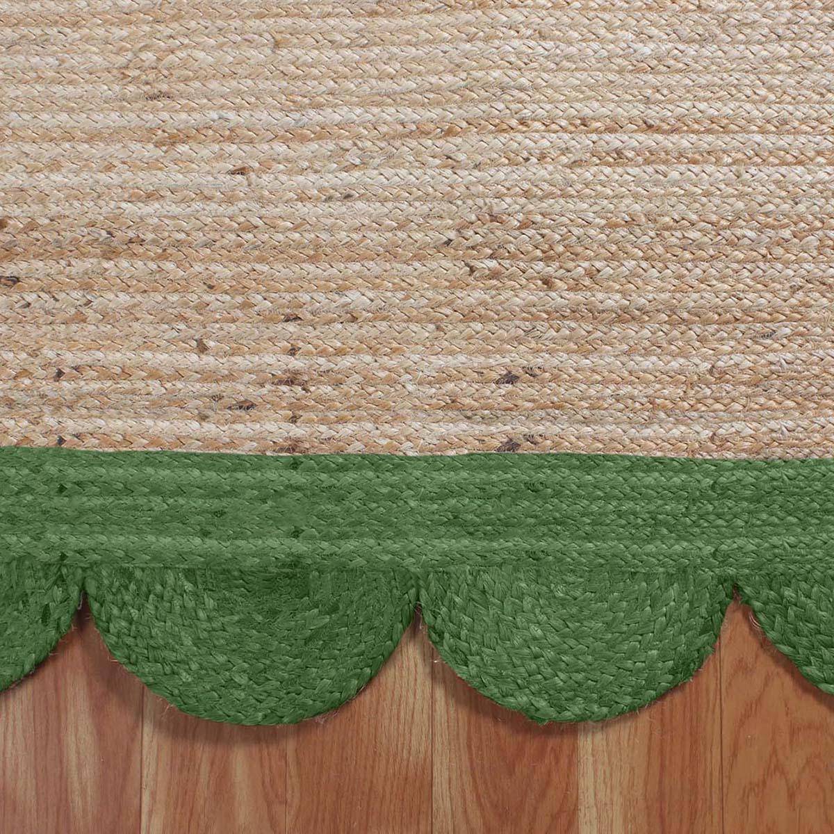 Geometric Beige Green Hand Braided Bedroom Decor Jute Rug - Indian Rug Store