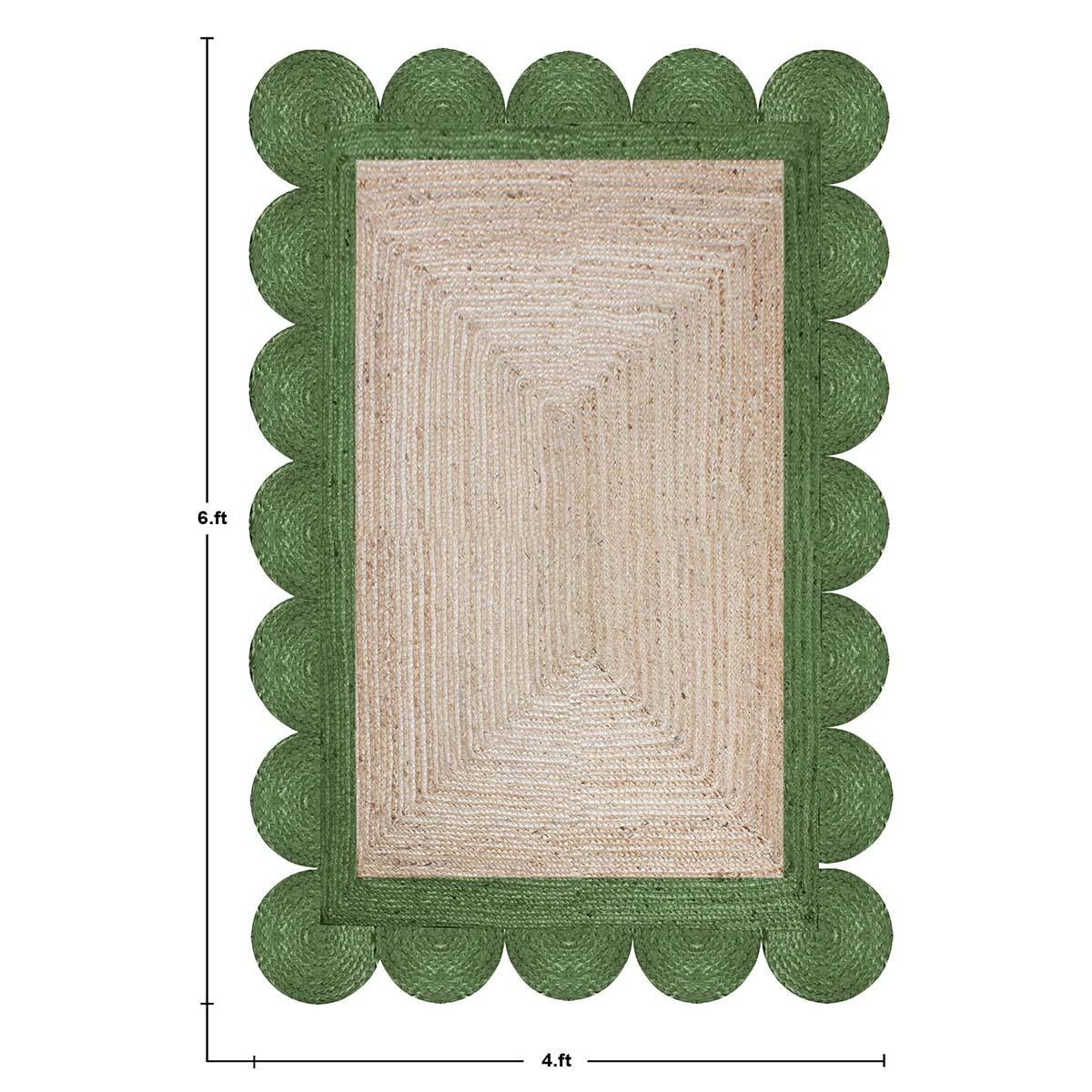 Geometric Beige Green Hand Braided Bedroom Decor Jute Rug - Indian Rug Store