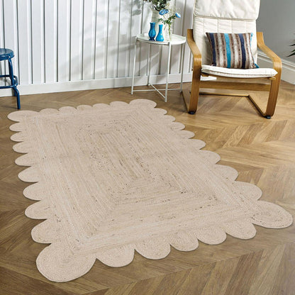 Hand Braided Brown Geometric Outdoor Jute Rugs