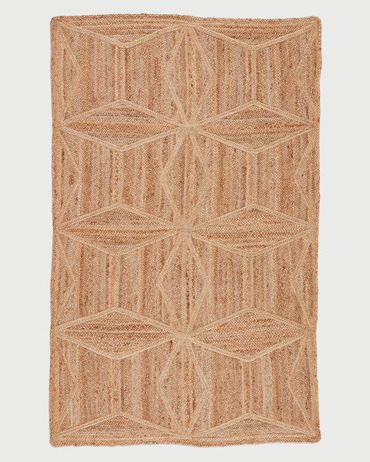 Hand Braided Beige Geometric Outdoor Farmhouse Jute Rugs