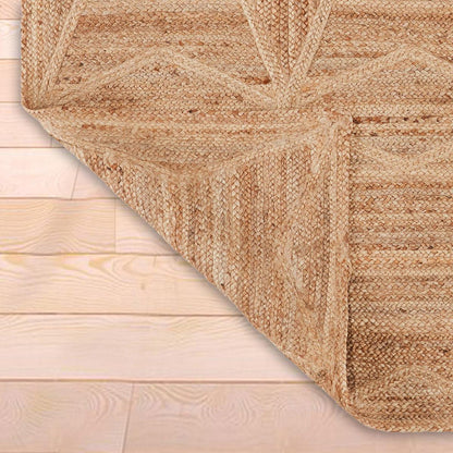 Hand Braided Beige Geometric Outdoor Farmhouse Jute Rugs