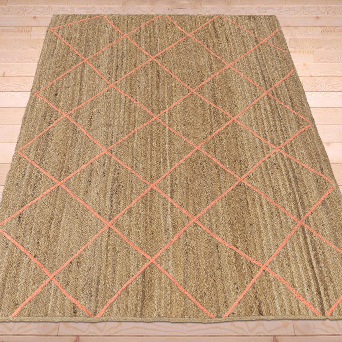 Trendy Hand Braided Orange Home Decor Jute Rugs