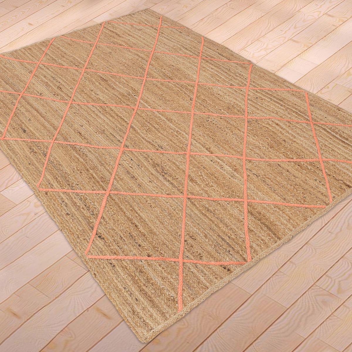 Trendy Hand Braided Orange Home Decor Jute Rugs