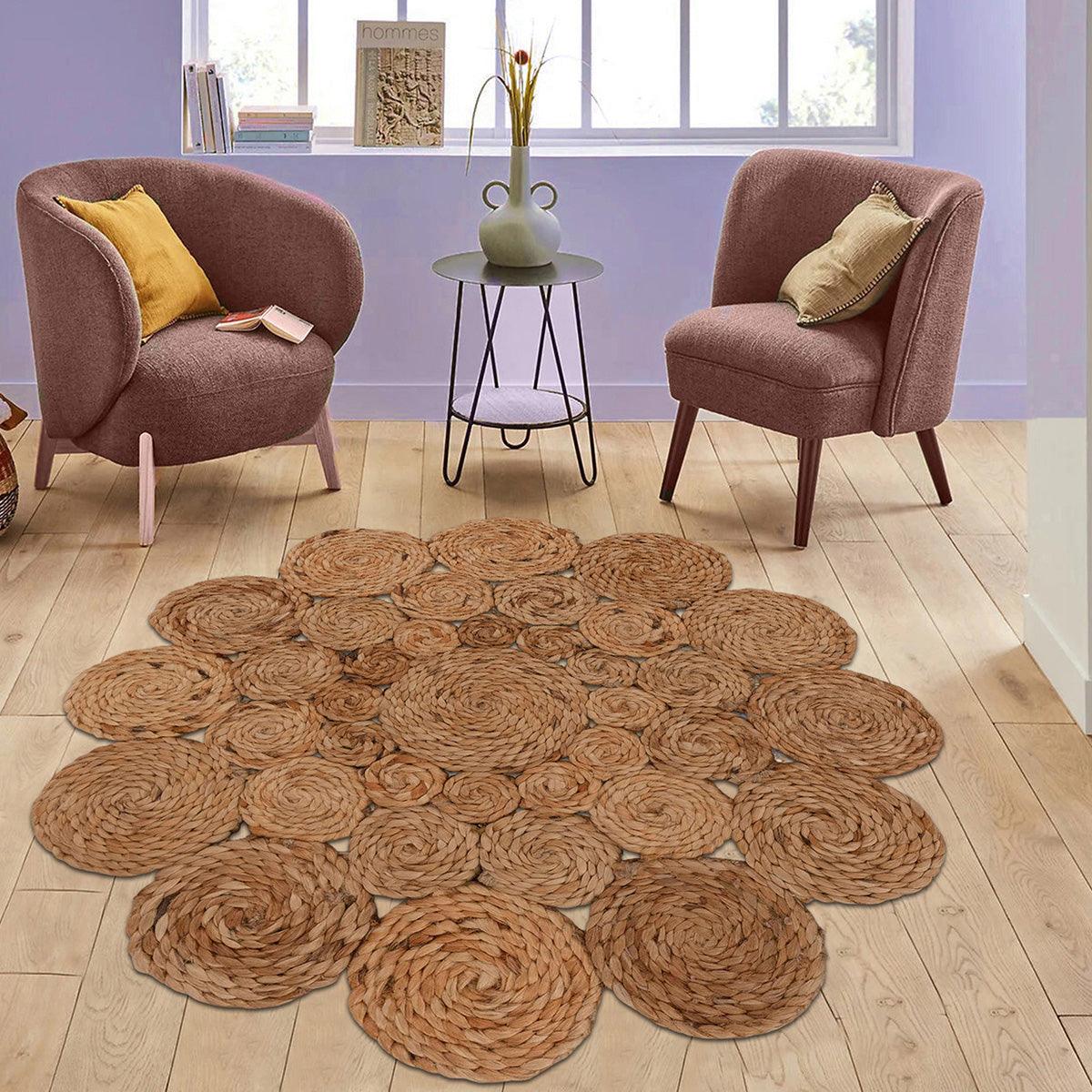 Hand Braided Interior Beige Round Jute Rugs