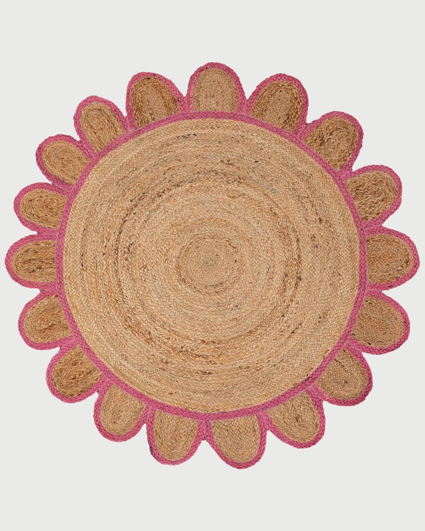 Hand Braided Indoor Pink Round Jute Rugs