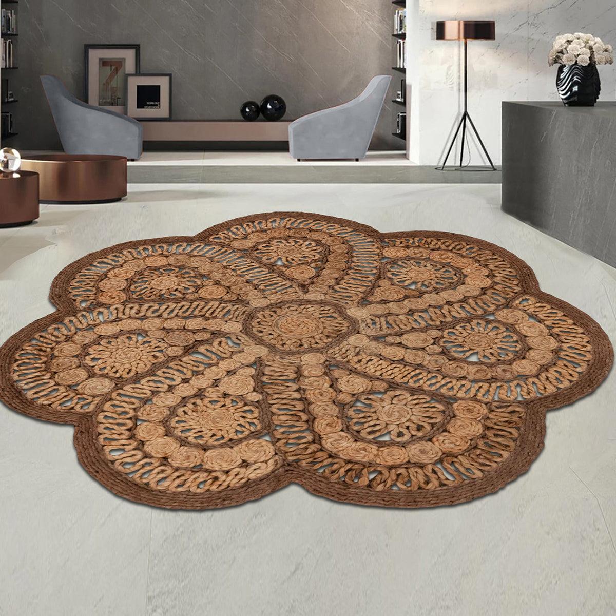 Hand Braided Outdoor Beige Round Jute Rugs Trendy