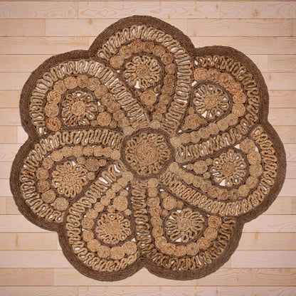 Hand Braided Outdoor Beige Round Jute Rugs Trendy