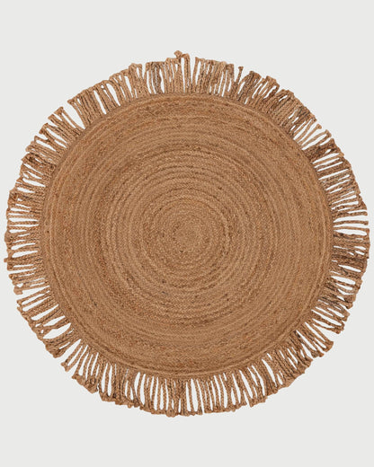 Hand Braided Entrance Beige Round Jute Rug