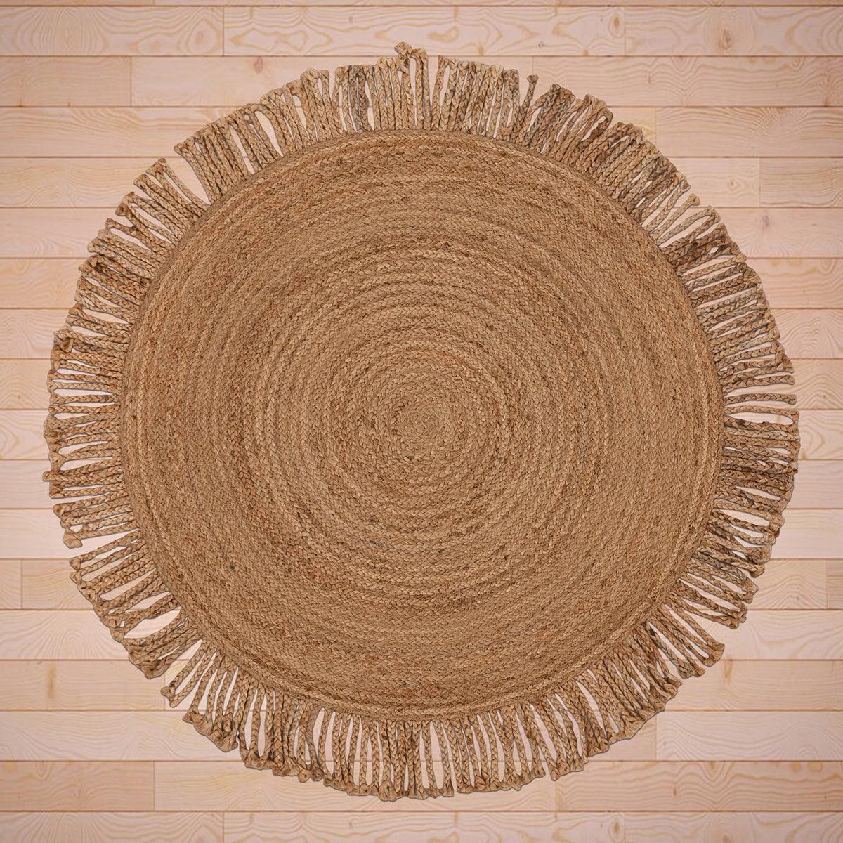 Hand Braided Entrance Beige Round Jute Rug