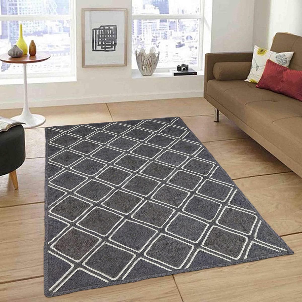 Trendy Hand Braided Black Sea House Jute Rugs