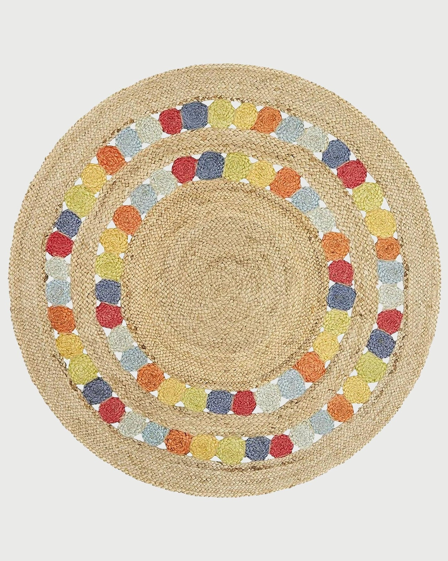 Hand Braided Entrance Multicolor Round Jute Rug