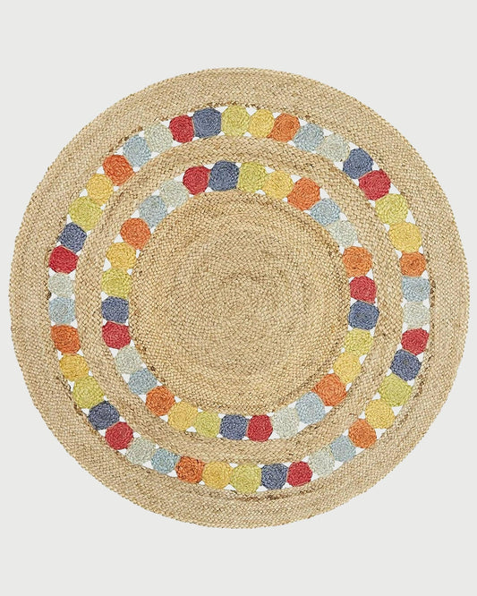 Hand Braided Entrance Multicolor Round Jute Rug