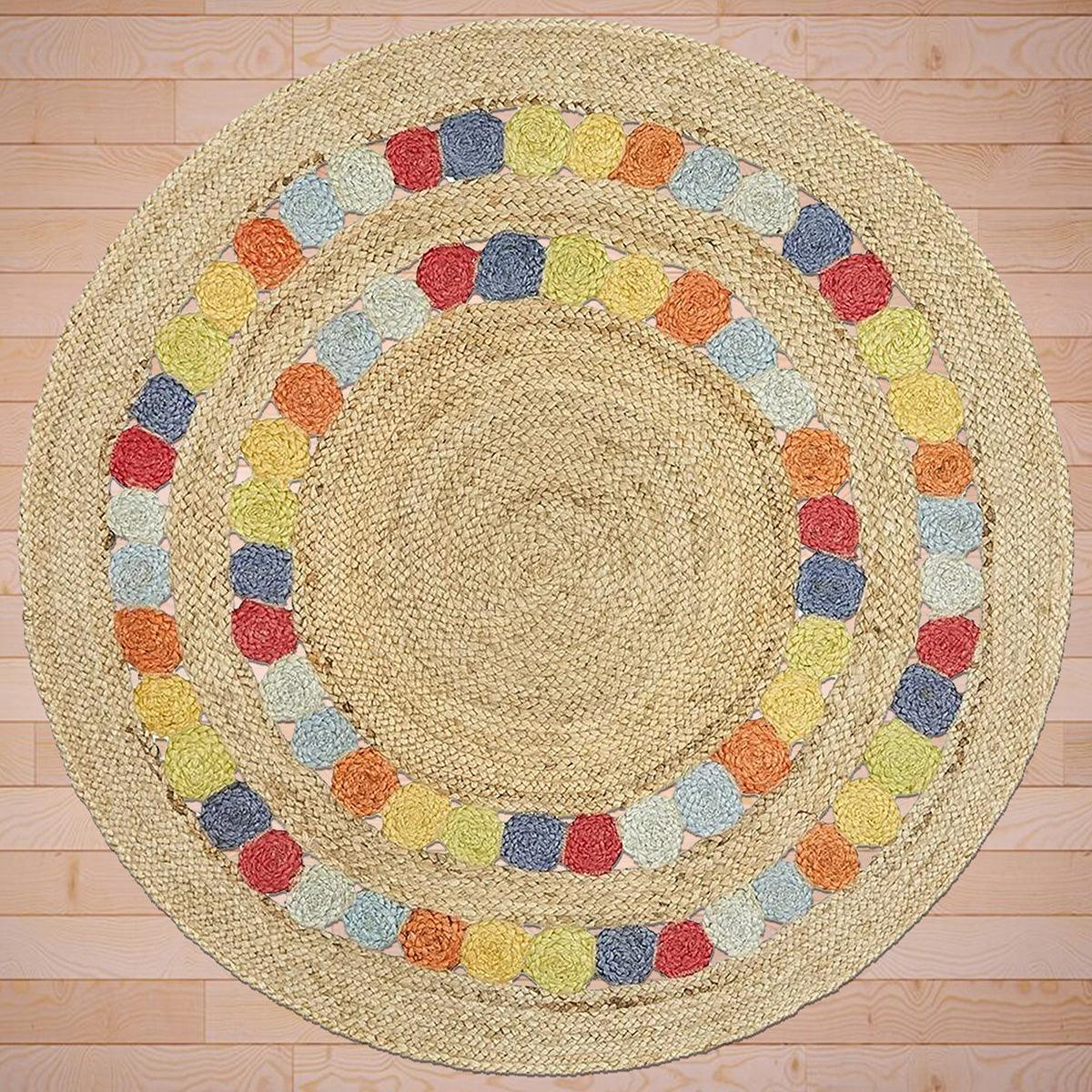 Hand Braided Entrance Multicolor Round Jute Rug