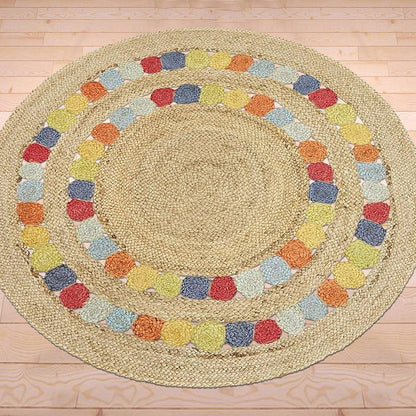 Hand Braided Entrance Multicolor Round Jute Rug