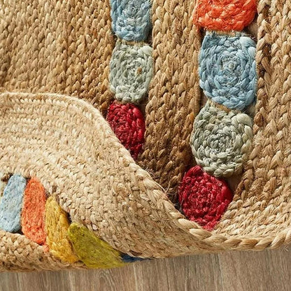 Hand Braided Entrance Multicolor Round Jute Rug