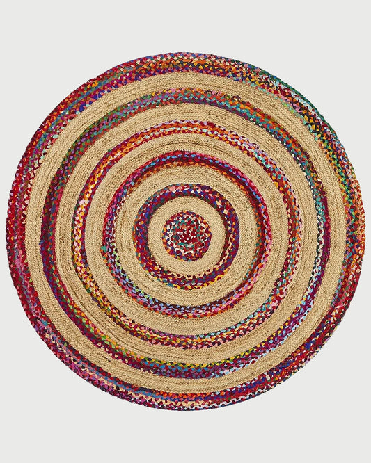 Multicolor Hand Braided Round Outdoor Cotton Rug