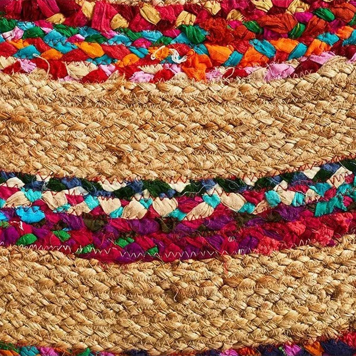 Multicolor Hand Braided Round Outdoor Cotton Rug