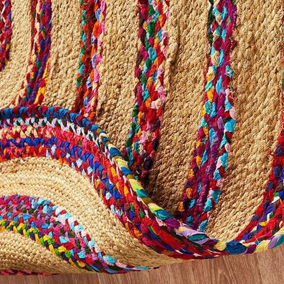 Multicolor Hand Braided Round Outdoor Cotton Rug