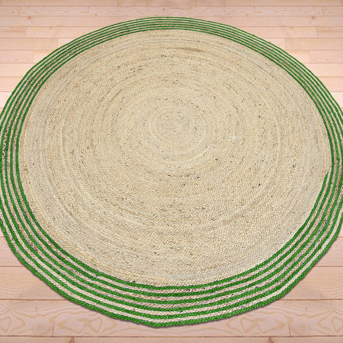 Green Hand Braided Entry Way Round Jute Rug