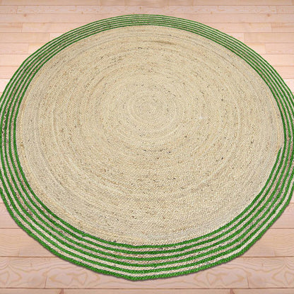 Green Hand Braided Entry Way Round Jute Rug