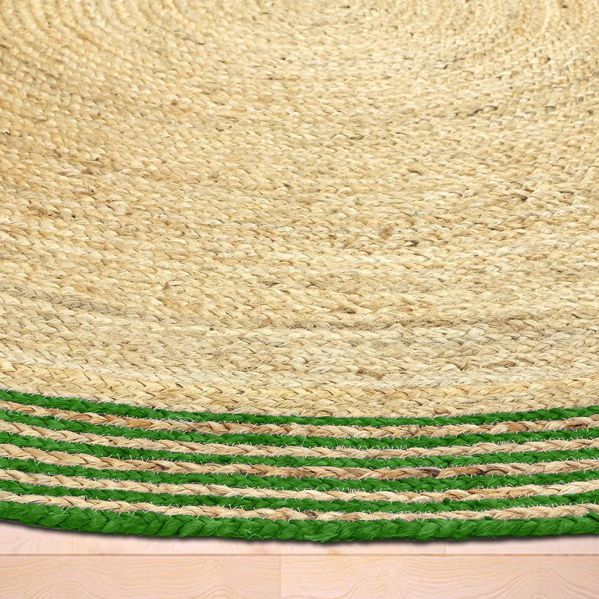 Green Hand Braided Entry Way Round Jute Rug