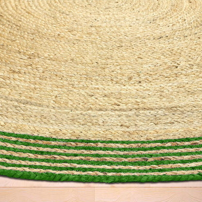 Green Hand Braided Entry Way Round Jute Rug